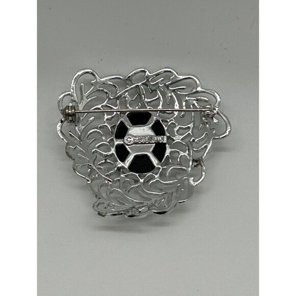 Vintage Sarah Coventry Silver-Tone Brooch With Blue Acrylic Center Filigree Desi - Picture 6 of 9